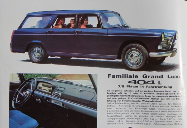 Peugeot 404 Familiale Break Commerciale Modelprogram 1965 Carbrochure (7103)